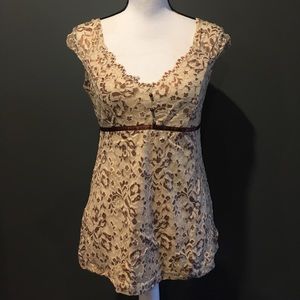 Fashion Bug Ivory and Brown Lace Blouse
